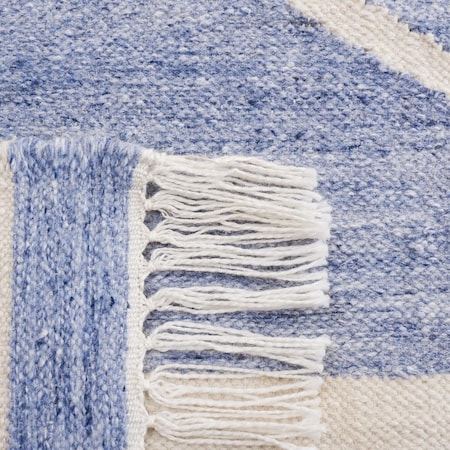 Safavieh 7 x 7 ft. Kilim Flat Weave Round Area Rug with Fringes, Blue & Ivory KLM764M-7R